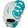 image:imageRawlings  Shut Out Youth Softball GloveWhite  Teal  Single Post Double Bar Web