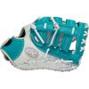 image:imageRawlings  Shut Out Youth Softball GloveWhite  Teal  Single Post Double Bar Web