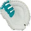 image:imageRawlings  Shut Out Youth Softball GloveWhite  Teal  Single Post Double Bar Web
