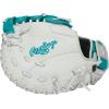 image:imageRawlings  Shut Out Youth Softball GloveWhite  Teal  Single Post Double Bar Web