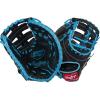 image:imageRawlings  R9 Series Baseball GloveBlack  Columbia Blue  Single Post Double Bar Web