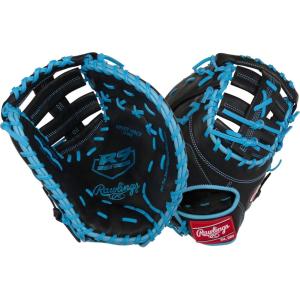 image:imageRawlings  R9 Series Baseball GloveBlack  Columbia Blue  Single Post Double Bar Web
