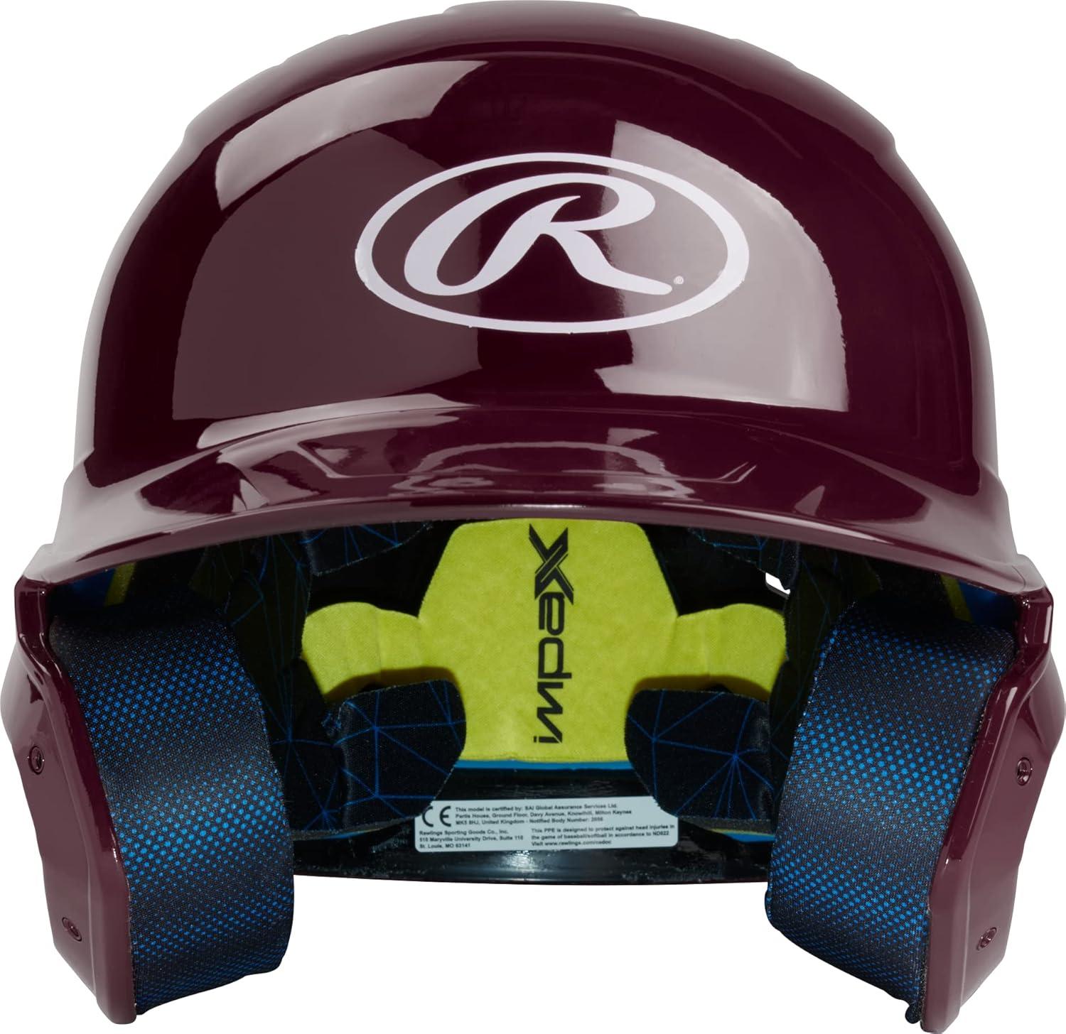 image:imageRawlings  MACH Baseball Batting Helmet  Gloss  JR amp SR Sizes  Multiple ColorsGloss Maroon