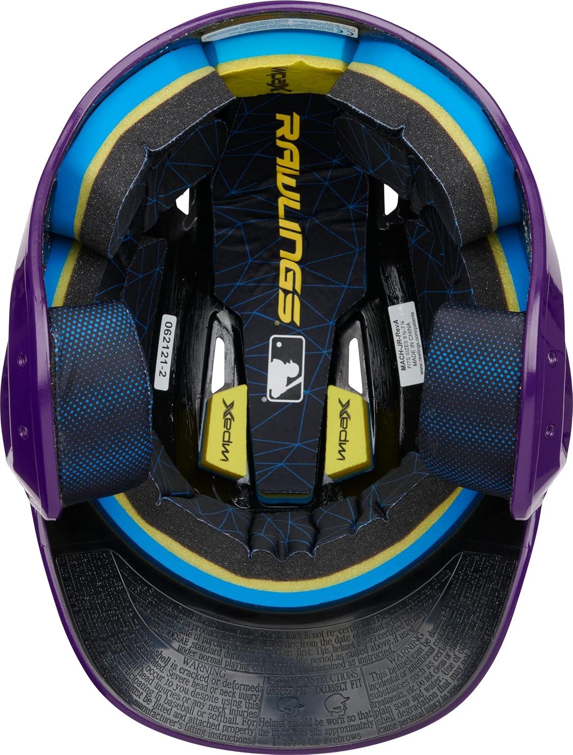 image:imageRawlings  MACH Baseball Batting Helmet  Gloss  JR amp SR Sizes  Multiple ColorsGloss Purple