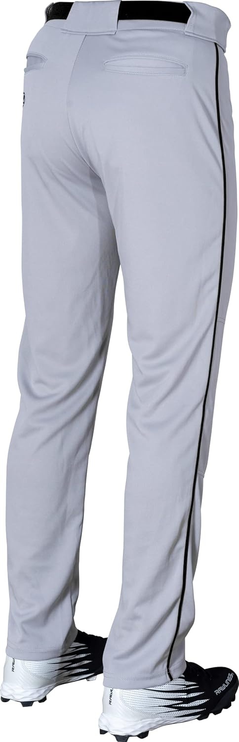 image:imageRawlings  Mens SemiRelaxed Full Length Baseball Pants  Piped  Adult Sizes  Multiple ColorsGrey  Black