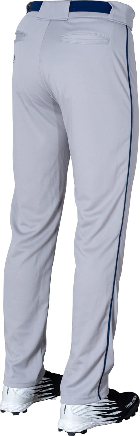 image:imageRawlings  Mens SemiRelaxed Full Length Baseball Pants  Piped  Adult Sizes  Multiple ColorsGrey  Navy