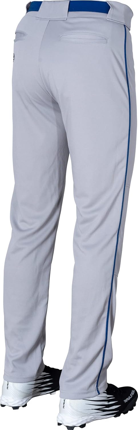 image:imageRawlings  Mens SemiRelaxed Full Length Baseball Pants  Piped  Adult Sizes  Multiple ColorsGrey  Royal