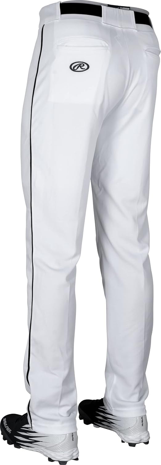image:imageRawlings  Mens SemiRelaxed Full Length Baseball Pants  Piped  Adult Sizes  Multiple ColorsWhite  Black