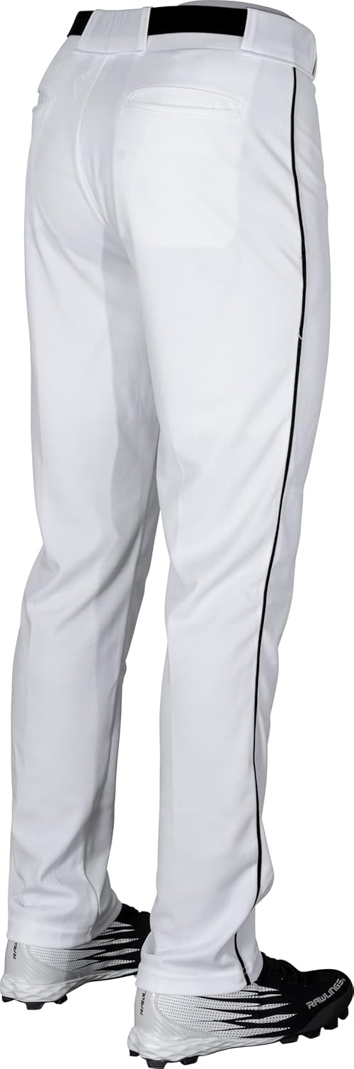 image:imageRawlings  Mens SemiRelaxed Full Length Baseball Pants  Piped  Adult Sizes  Multiple ColorsWhite  Black