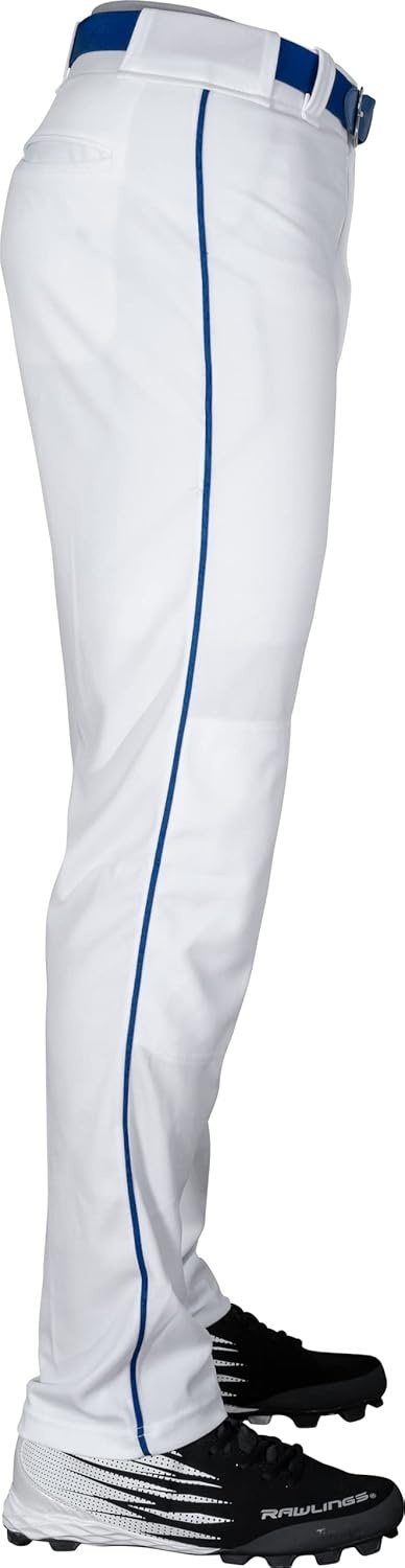 image:imageRawlings  Mens SemiRelaxed Full Length Baseball Pants  Piped  Adult Sizes  Multiple ColorsWhite  Royal