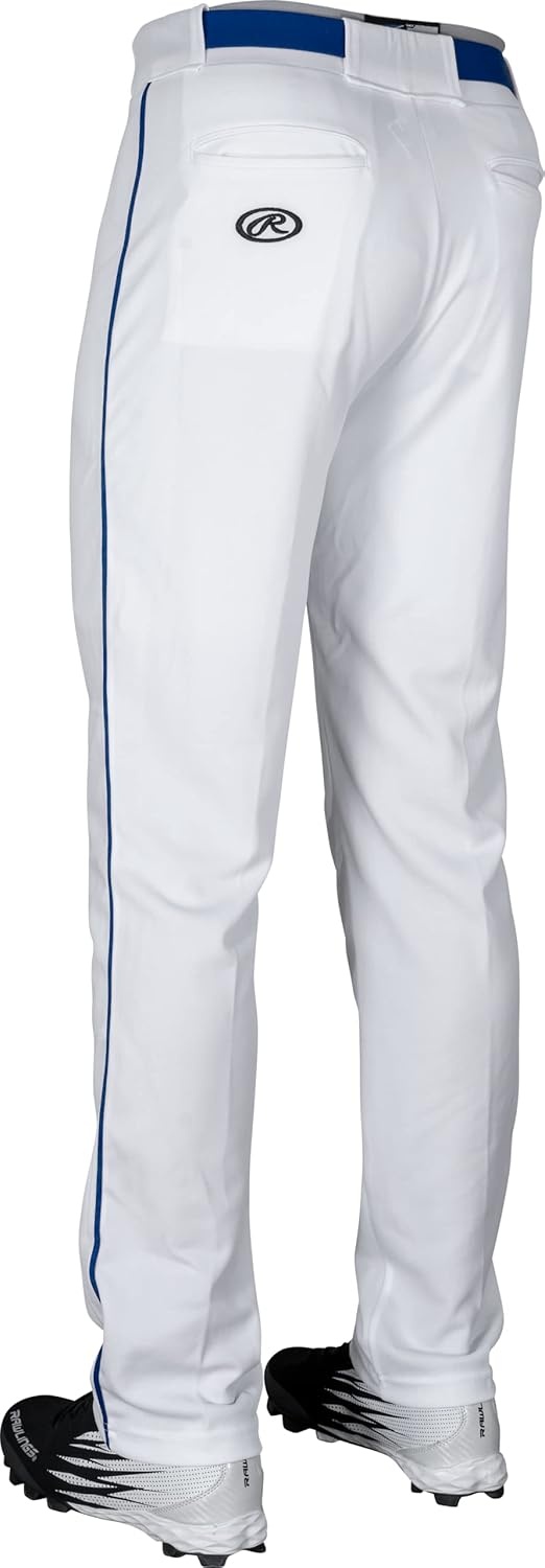 image:imageRawlings  Mens SemiRelaxed Full Length Baseball Pants  Piped  Adult Sizes  Multiple ColorsWhite  Royal