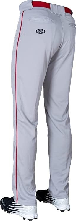 image:imageRawlings  PRO 150 Series Baseball Pants  Full Length SemiRelaxed Fit  Youth Sizes  Piped  Multiple ColorsGrey  Red