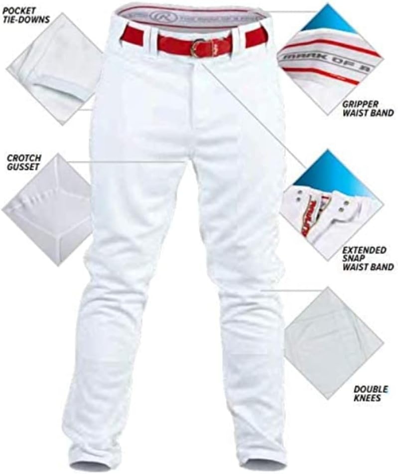 image:imageRawlings  PRO 150 Series Baseball Pants  Full Length SemiRelaxed Fit  Youth Sizes  Piped  Multiple ColorsGreyBlack
