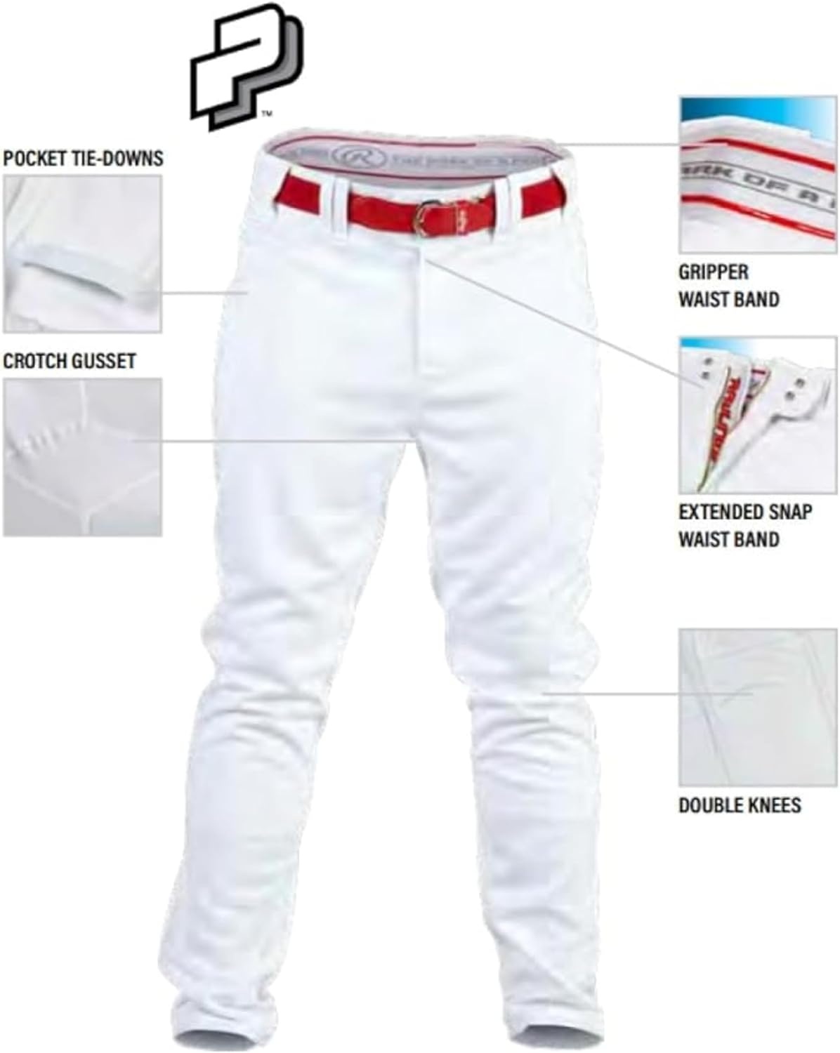 image:imageRawlings  PRO 150 Series Baseball Pants  Full Length SemiRelaxed Fit  Youth Sizes  Solid  Multiple ColorsWhite