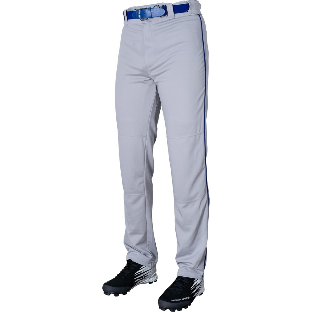 image:imageRawlings  Mens SemiRelaxed Full Length Baseball Pants  Piped  Adult Sizes  Multiple ColorsGrey  Royal
