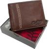 image:imageRawlings  Mens Bifold Wallet Collection  Genuine Leather  Multiple Styles amp ColorsDark Brown  Baseball Seam Stitch