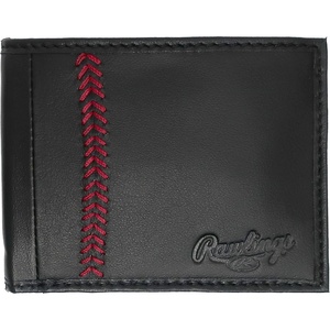 image:imageRawlings  Mens Bifold Wallet Collection  Genuine Leather  Multiple Styles amp ColorsBlack  Baseball Stitch