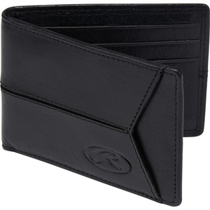 image:imageRawlings  Mens Bifold Wallet Collection  Genuine Leather  Multiple Styles amp ColorsBlack  Slim  Debossed Logo