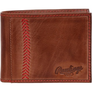 image:imageRawlings  Mens Bifold Wallet Collection  Genuine Leather  Multiple Styles amp ColorsBrown  Baseball Seam Stitch