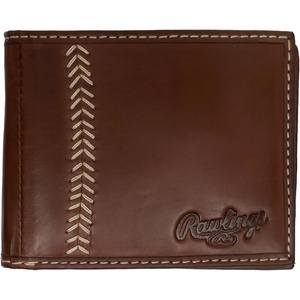 image:imageRawlings  Mens Bifold Wallet Collection  Genuine Leather  Multiple Styles amp ColorsDark Brown  Baseball Seam Stitch