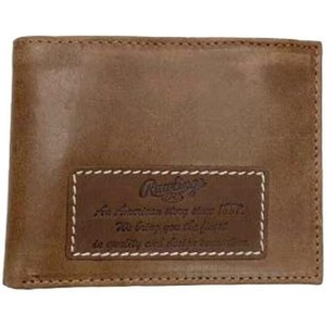image:imageRawlings  Mens Bifold Wallet Collection  Genuine Leather  Multiple Styles amp ColorsLight Brown  1887 Patch