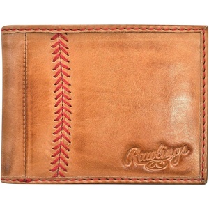 image:imageRawlings  Mens Bifold Wallet Collection  Genuine Leather  Multiple Styles amp ColorsTan  Baseball Seam Stitch
