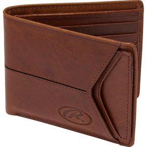 image:imageRawlings  Mens Bifold Wallet Collection  Genuine Leather  Multiple Styles amp ColorsTan  Insert Included  Debossed Logo