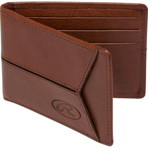 image:imageRawlings  Mens Bifold Wallet Collection  Genuine Leather  Multiple Styles amp ColorsTan  Slim  Debossed Logo