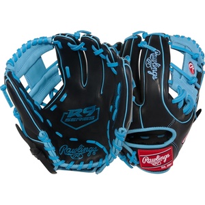 image:imageRawlings  R9 Series Baseball Glove  Sizes 115  1275  Multiple StylesBlack  Columbia Blue  Pro I Web