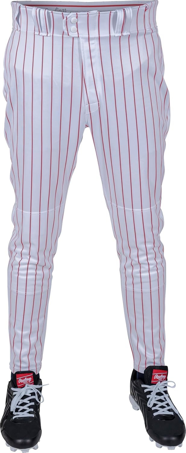 image:imageRawlings  Boys Pro 150 Series Baseball Pants  Pro Taper Fit  Youth Sizes  Pinstripe  Multiple ColorsWhite  Scarlet