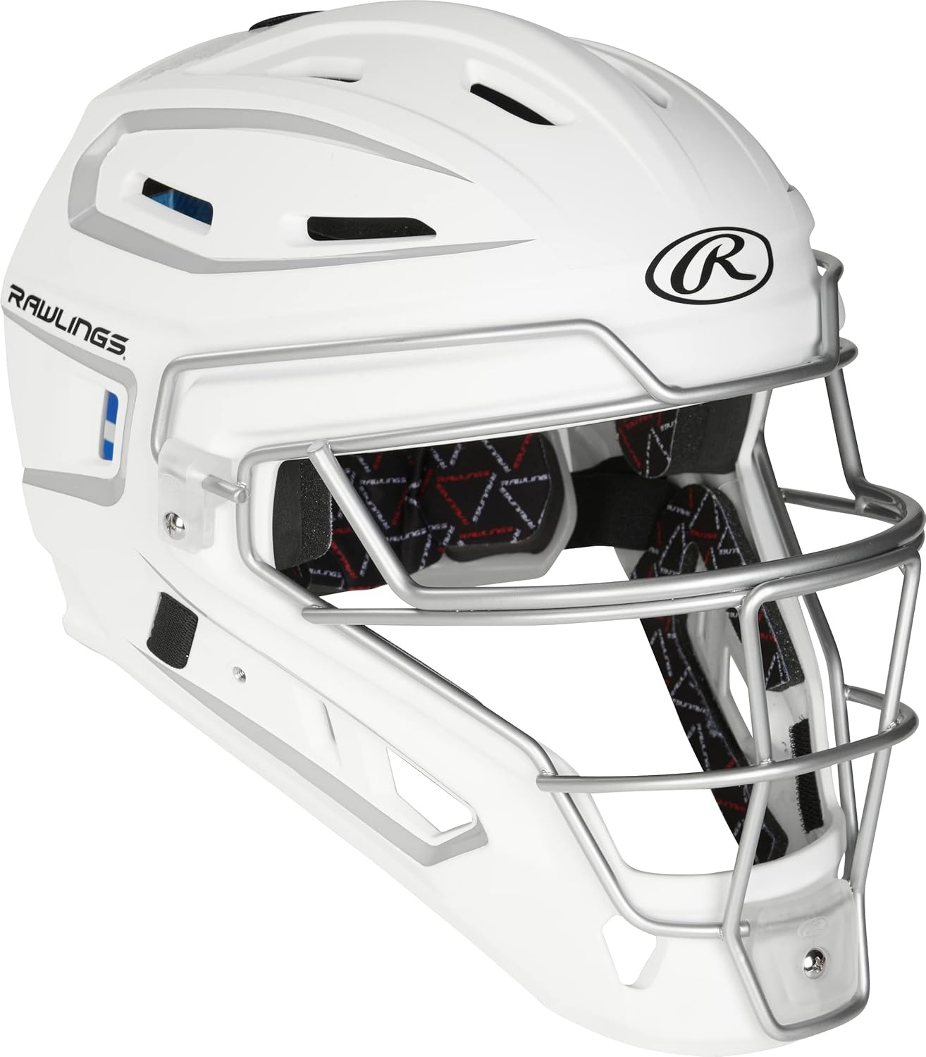 image:imageRawlings  Velo 20 Catchers Helmet  Baseball  Junior amp Senior Sizing  Multiple ColorsWhiteSilver