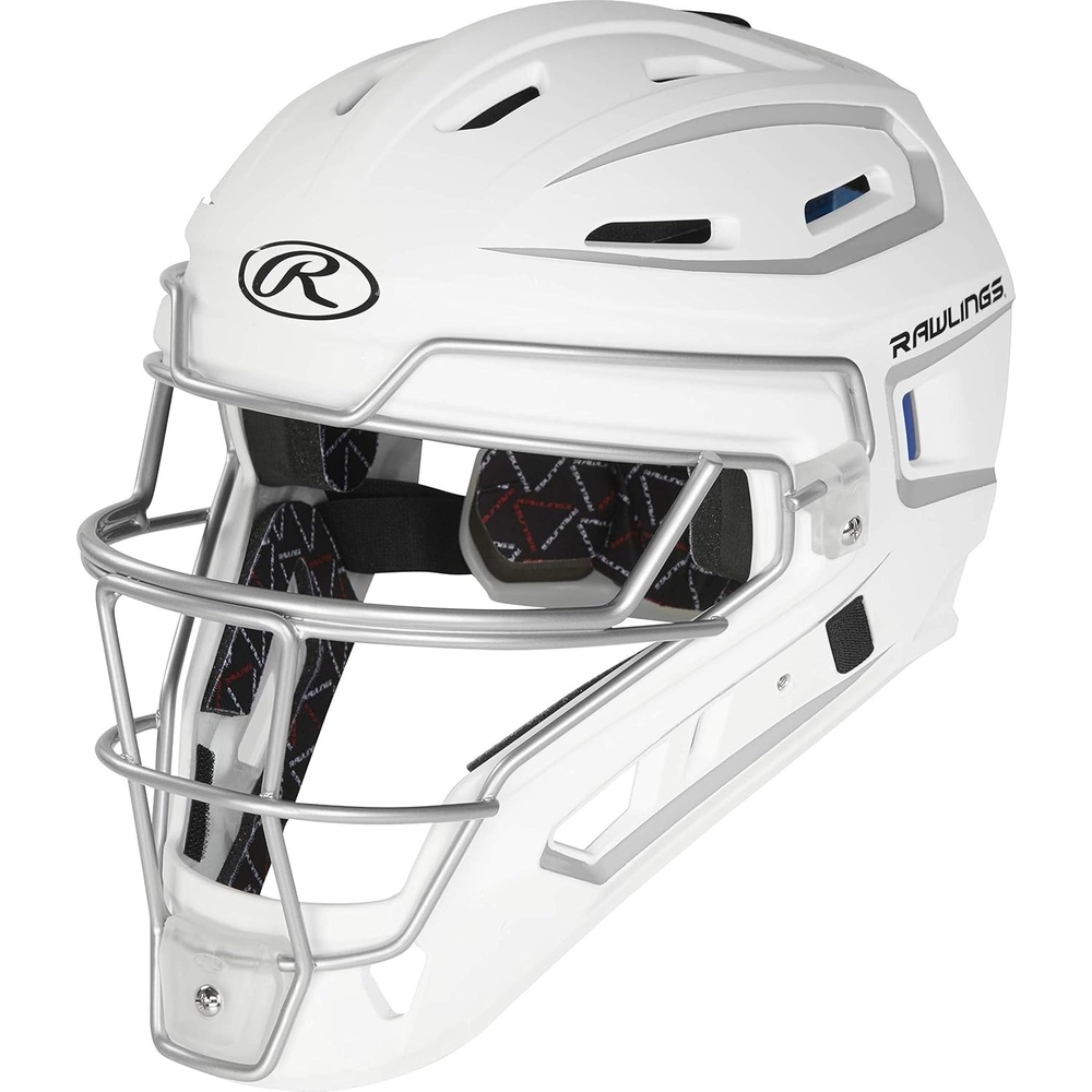 image:imageRawlings  Velo 20 Catchers Helmet  Baseball  Junior amp Senior Sizing  Multiple ColorsWhiteSilver