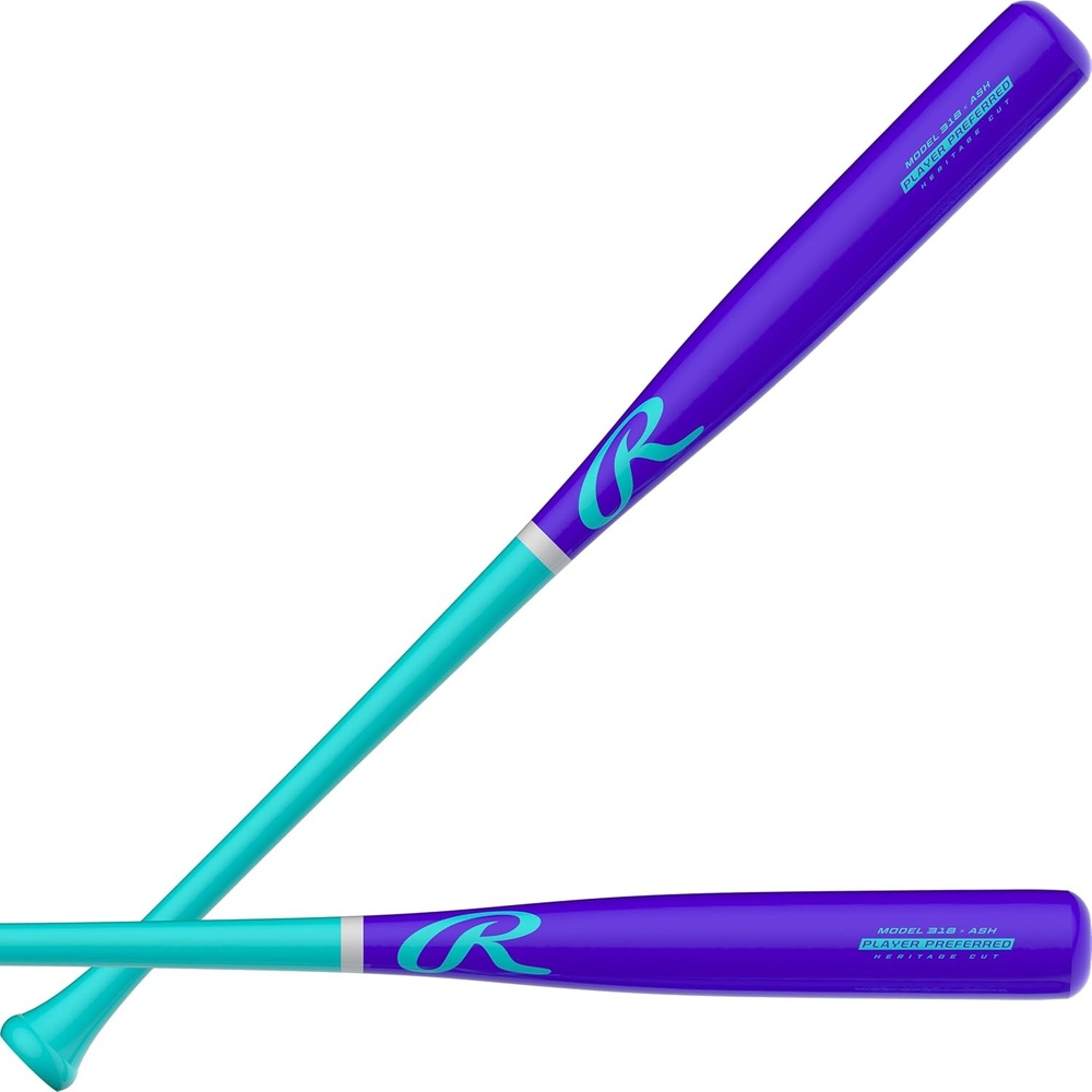 image:imageRawlings Rawlings  Player Preferred Adult Wood Bat  Ash  Multiple Sizes amp ColorsPurple  Bright Teal  318