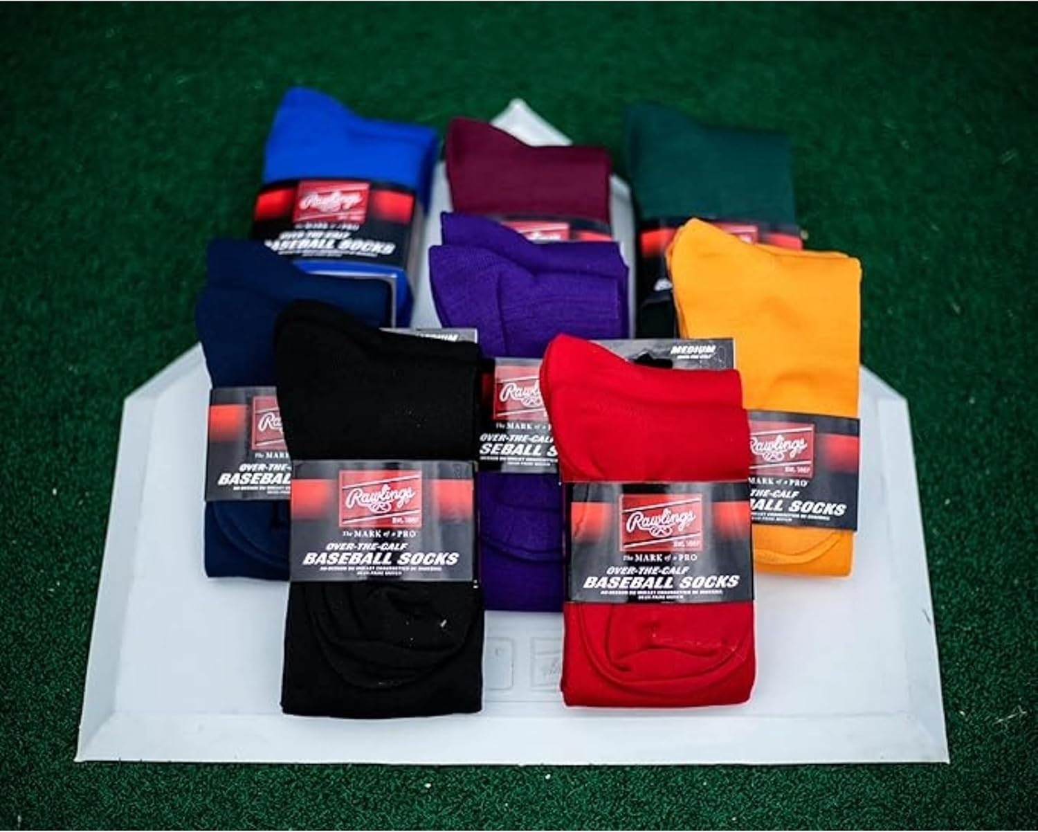 image:imageRawlings  2 Pair  Athletic Socks  BaseballSoftball  Multiple SizesColorsOrange