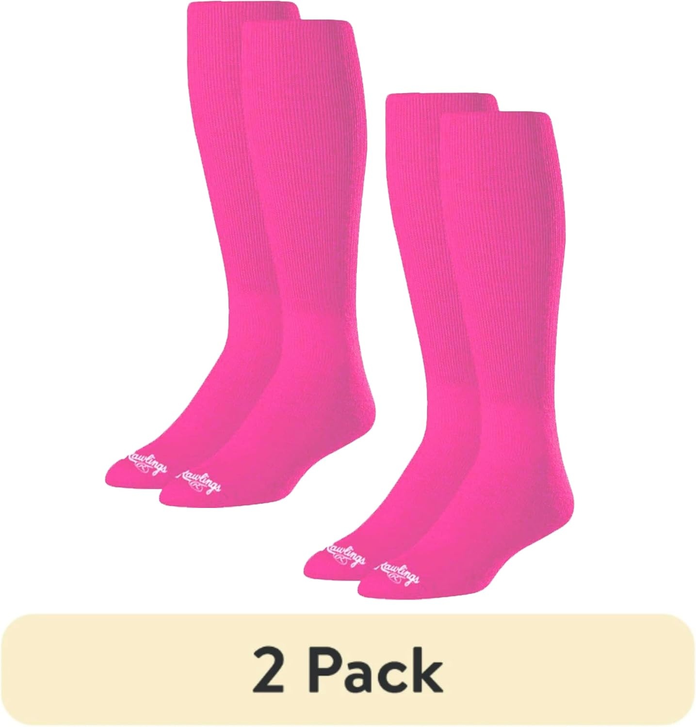 image:imageRawlings  2 Pair  Athletic Socks  BaseballSoftball  Multiple SizesColorsPink