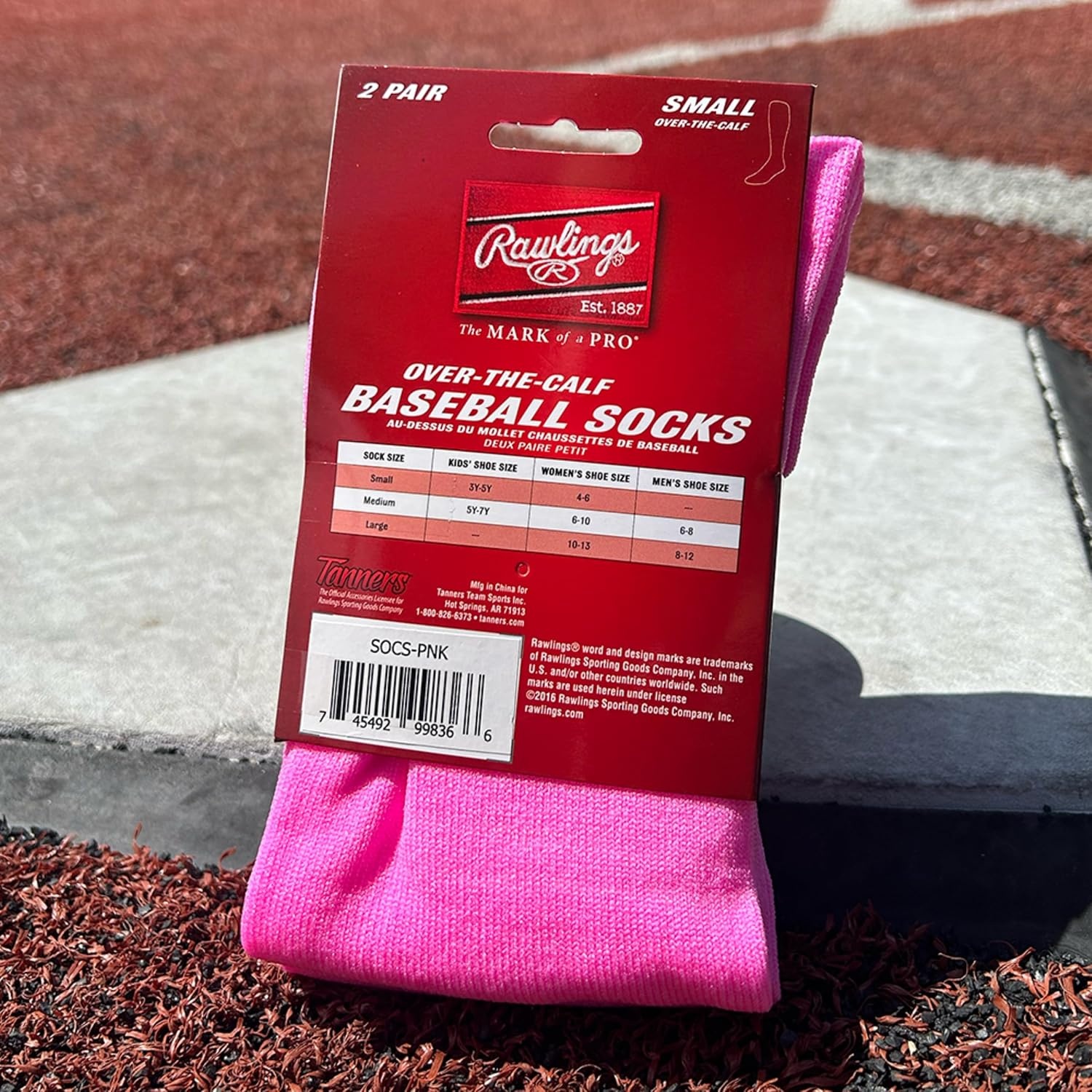 image:imageRawlings  2 Pair  Athletic Socks  BaseballSoftball  Multiple SizesColorsPink