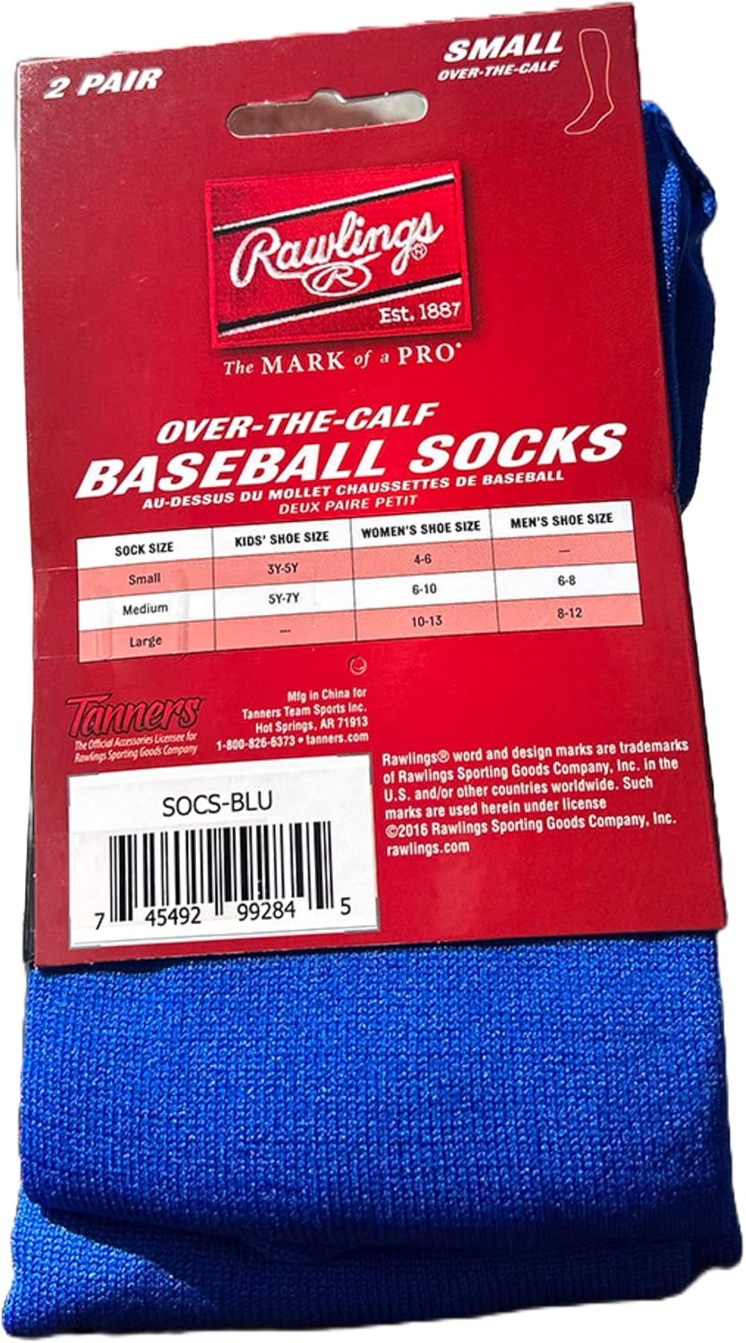 image:imageRawlings  2 Pair  Athletic Socks  BaseballSoftball  Multiple SizesColorsRoyal