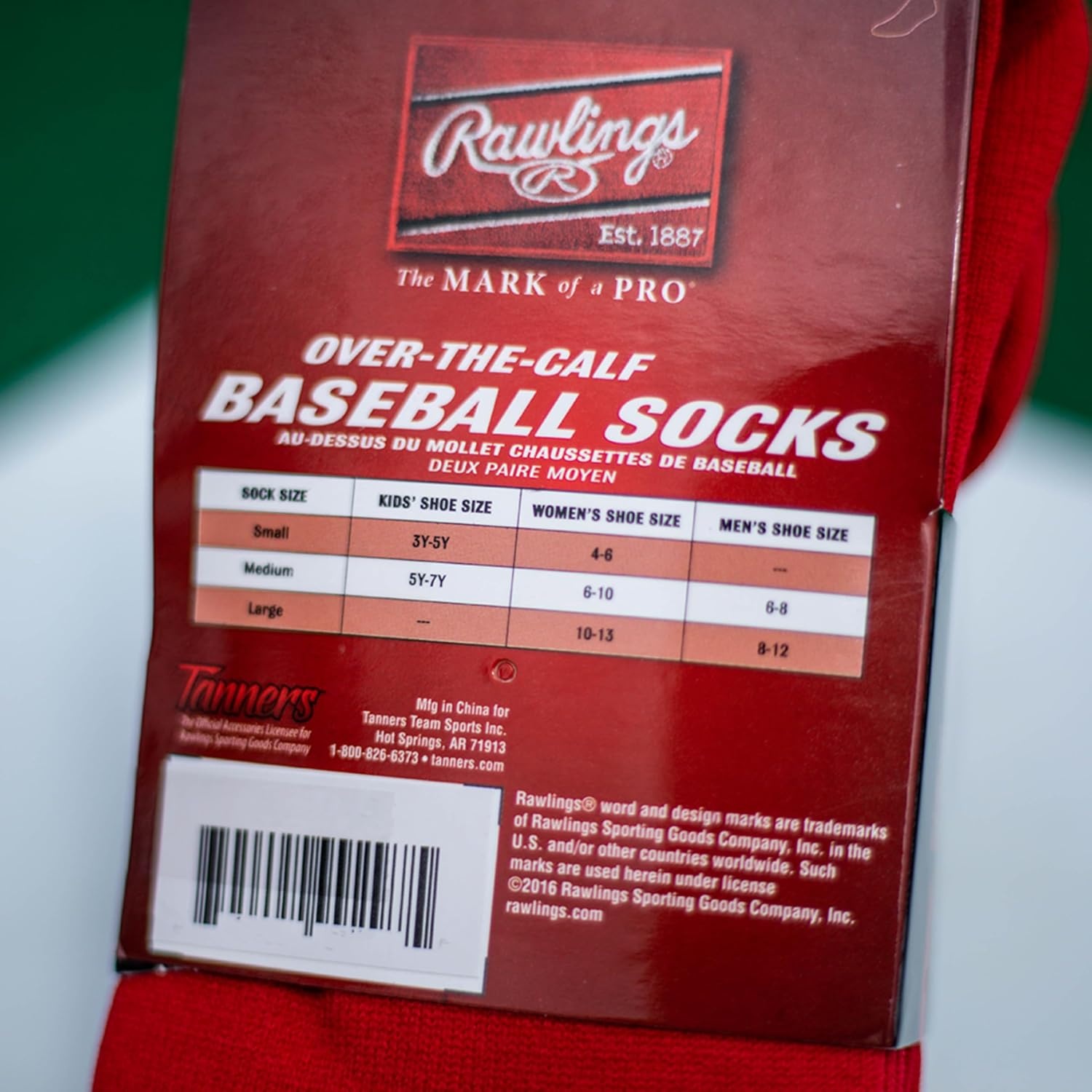 image:imageRawlings  2 Pair  Athletic Socks  BaseballSoftball  Multiple SizesColorsScarlet