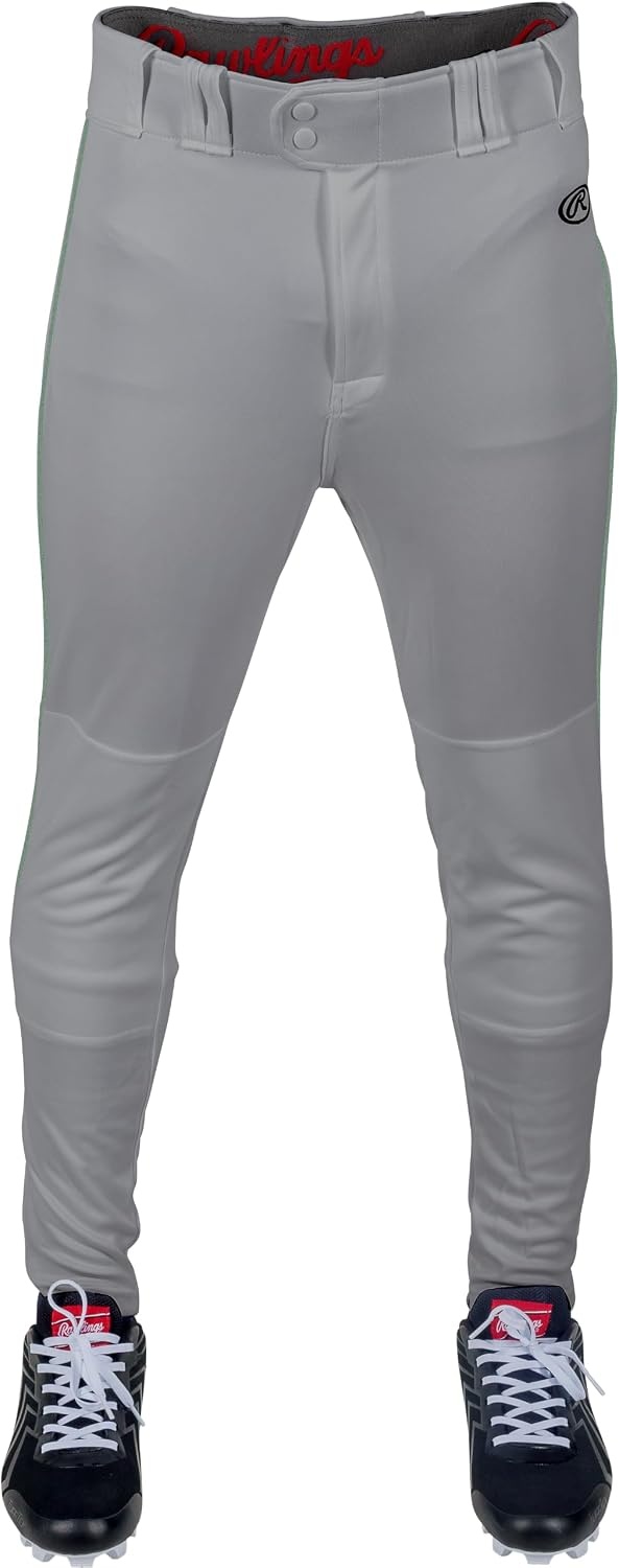 image:imageRawlings  Mens Launch Series Baseball Pants  Pro Taper Fit  Adult Sizes  Piped  Multiple ColorsGrey  Dark Green