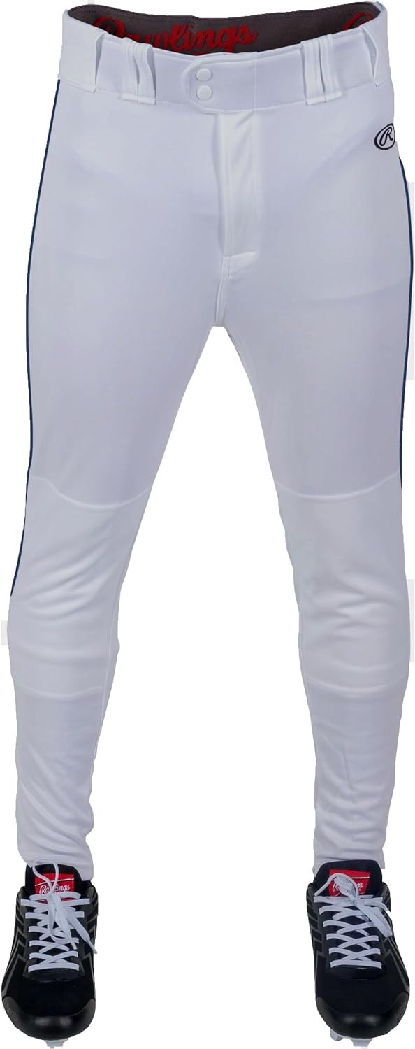 image:imageRawlings  Mens Launch Series Baseball Pants  Pro Taper Fit  Adult Sizes  Piped  Multiple ColorsWhite  Navy