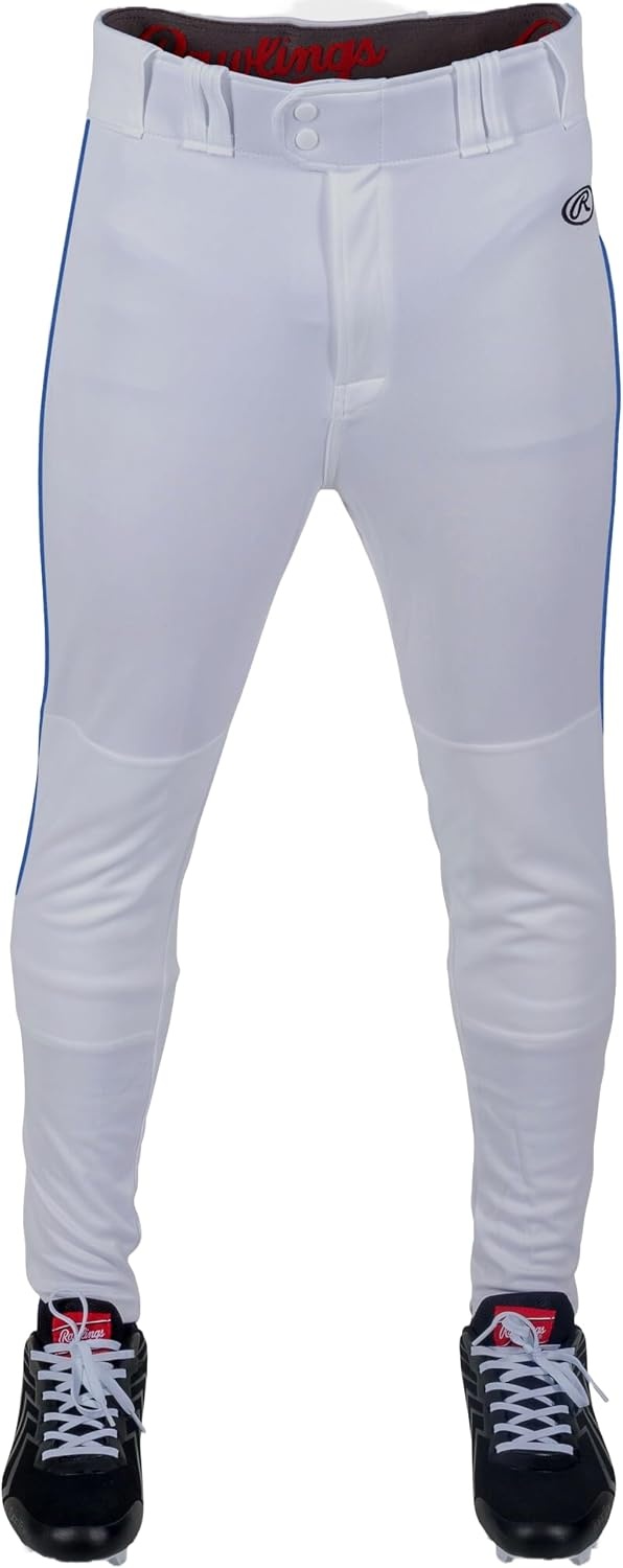 image:imageRawlings  Mens Launch Series Baseball Pants  Pro Taper Fit  Adult Sizes  Piped  Multiple ColorsWhite  Royal