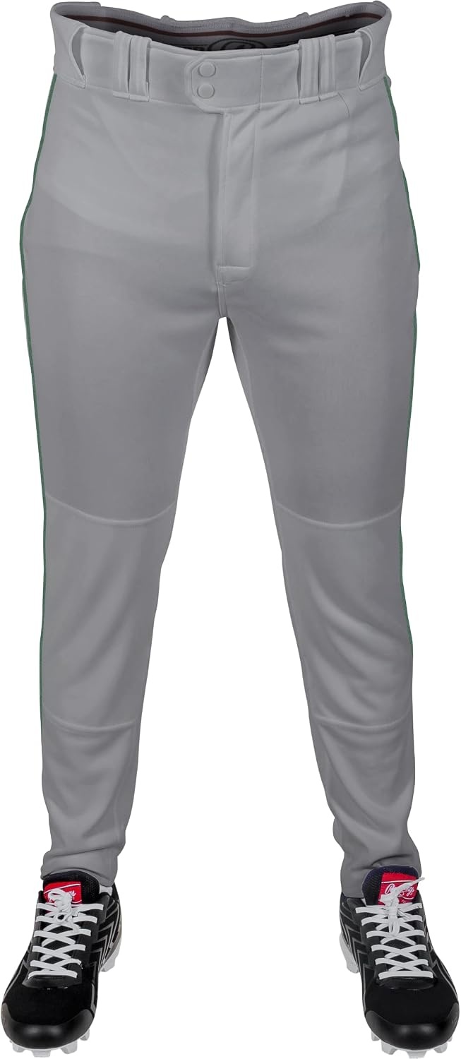 image:imageRawlings Mens Pro 150 Series Baseball Pants  Tapered Jogger Fit  Adult Sizes  Piped  Multiple ColorsGrey  Dark Green