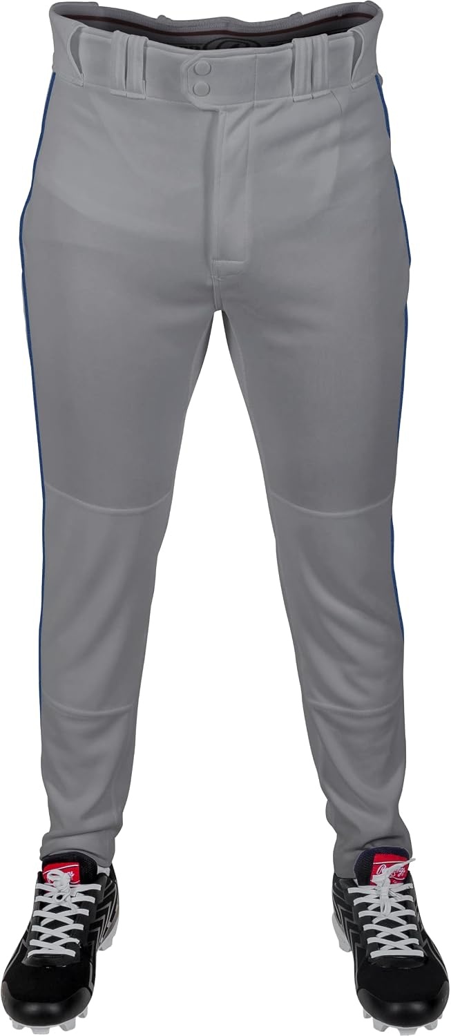 image:imageRawlings Mens Pro 150 Series Baseball Pants  Tapered Jogger Fit  Adult Sizes  Piped  Multiple ColorsGrey  Navy