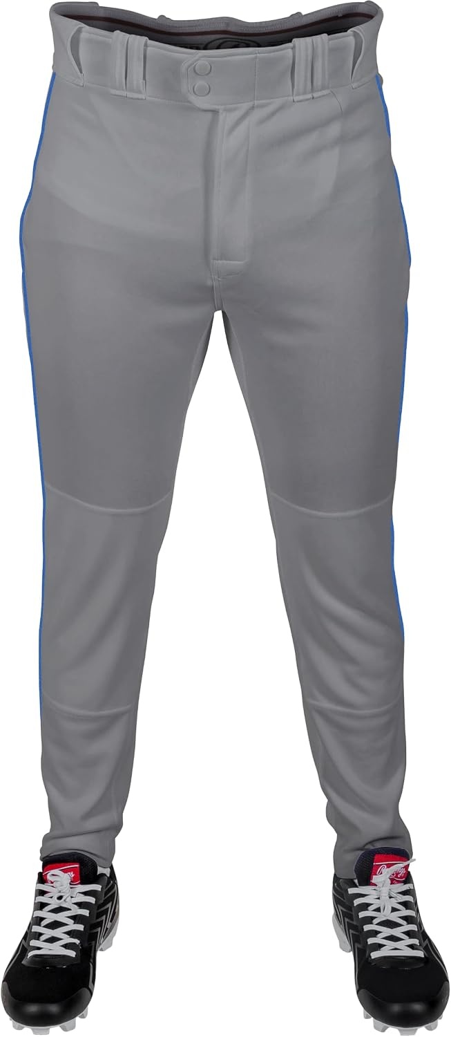 image:imageRawlings Mens Pro 150 Series Baseball Pants  Tapered Jogger Fit  Adult Sizes  Piped  Multiple ColorsGrey  Royal
