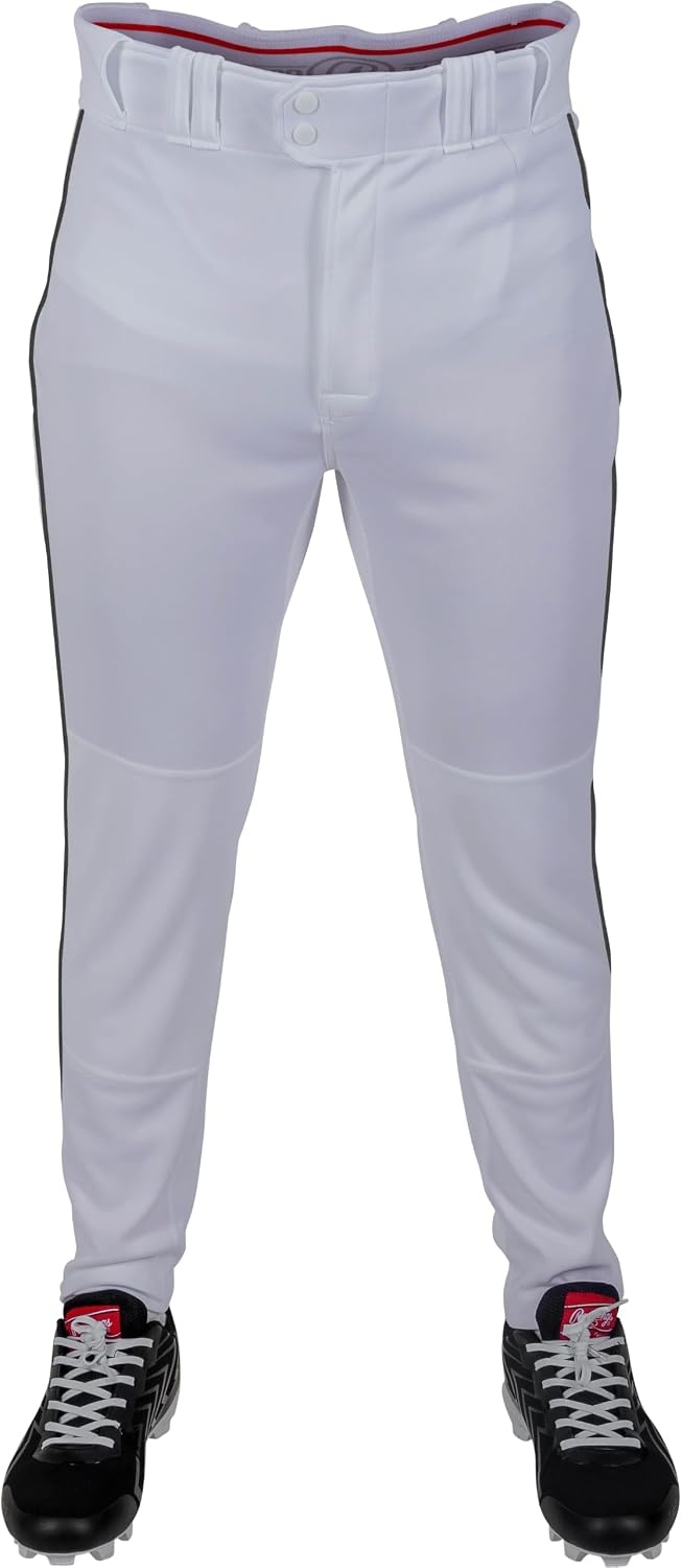 image:imageRawlings Mens Pro 150 Series Baseball Pants  Tapered Jogger Fit  Adult Sizes  Piped  Multiple ColorsWhite  Black