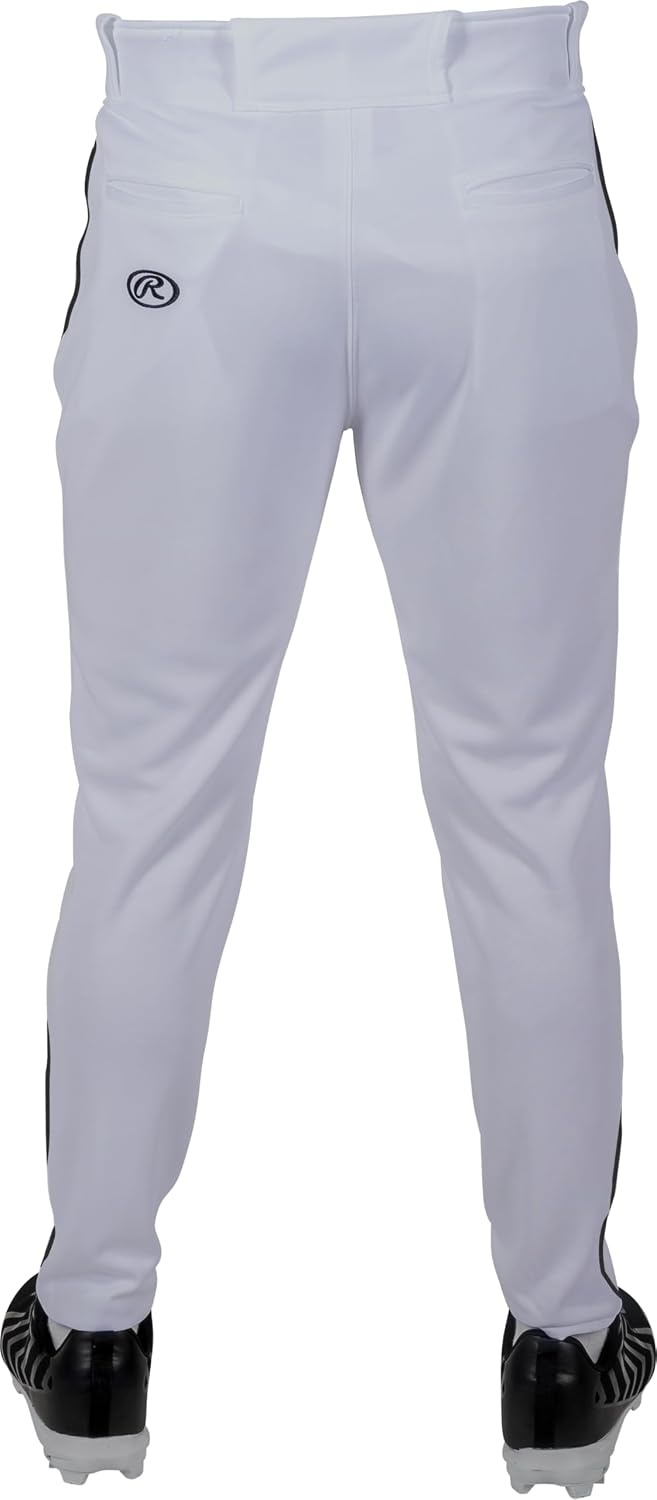 image:imageRawlings Mens Pro 150 Series Baseball Pants  Tapered Jogger Fit  Adult Sizes  Piped  Multiple ColorsWhite  Black