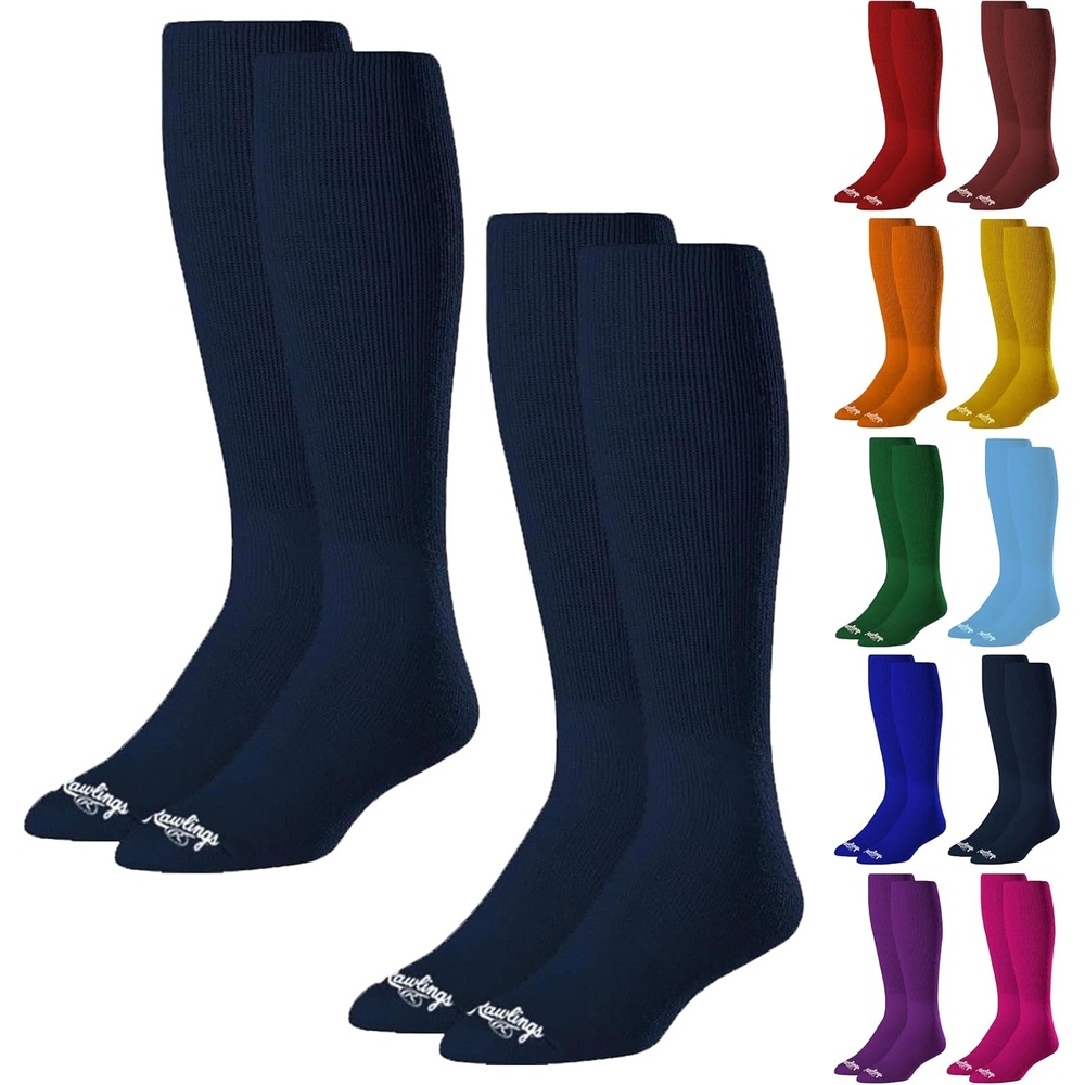 image:imageRawlings  2 Pair  Athletic Socks  BaseballSoftball  Multiple SizesColorsNavy