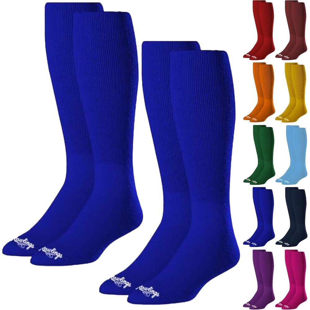 image:imageRawlings  2 Pair  Athletic Socks  BaseballSoftball  Multiple SizesColorsRoyal