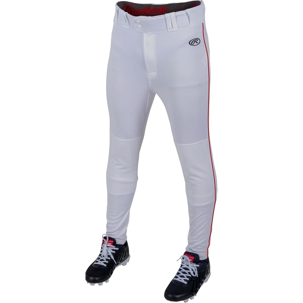 image:imageRawlings  Mens Launch Series Baseball Pants  Pro Taper Fit  Adult Sizes  Piped  Multiple ColorsWhite  Scarlet