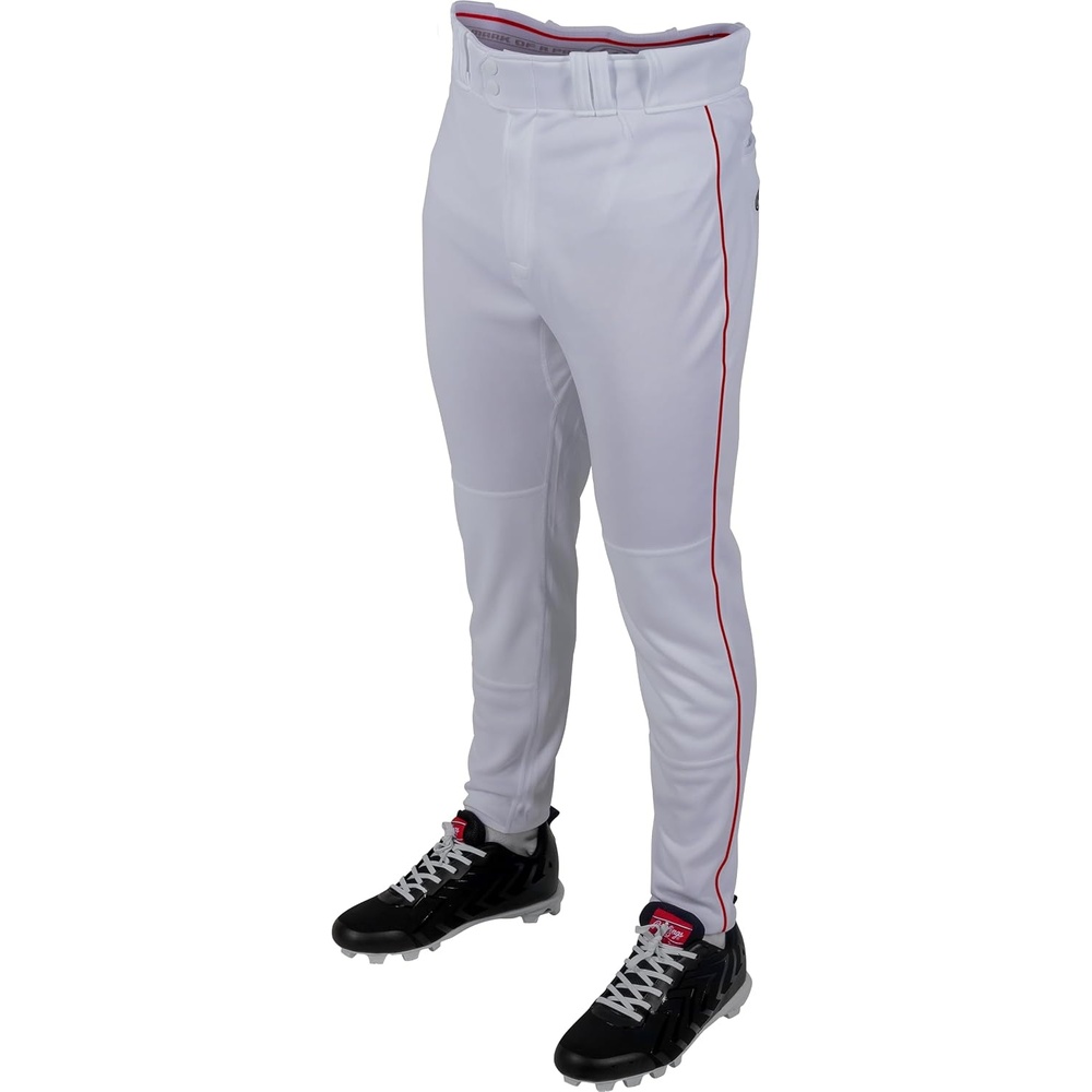 image:imageRawlings Mens Pro 150 Series Baseball Pants  Tapered Jogger Fit  Adult Sizes  Piped  Multiple ColorsWhite  Scarlet
